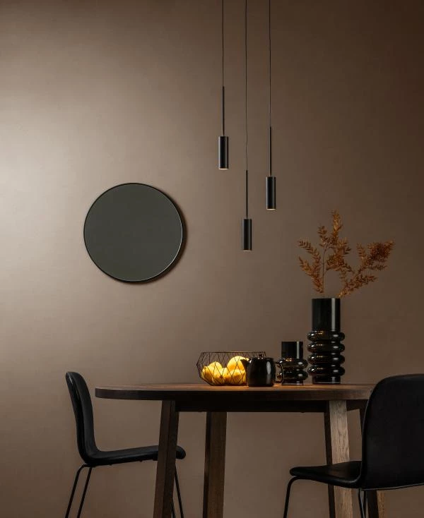 Lucide TUBULE - Pendant light - Ø 26 cm - LED - 3x7W 2700K - Black - ambiance 1